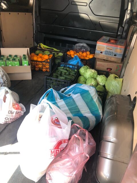 A load of fresh fruit, veggies and meat we are about to unload.